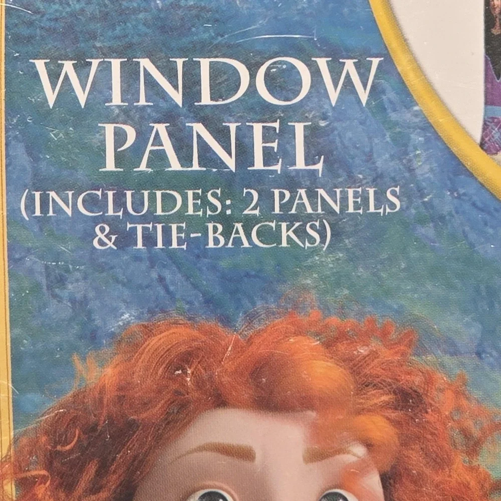 Disney Pixar Brave Microfiber Window Panel Curtains 2 Panels Tie Backs Purple